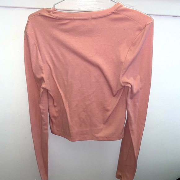 Long Sleeve Pink Semi Cropped Top / 3 for $17!!! - Picture 2 of 2